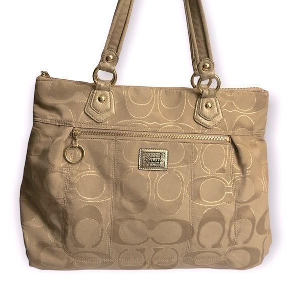 Coach gold poppy signature large bag